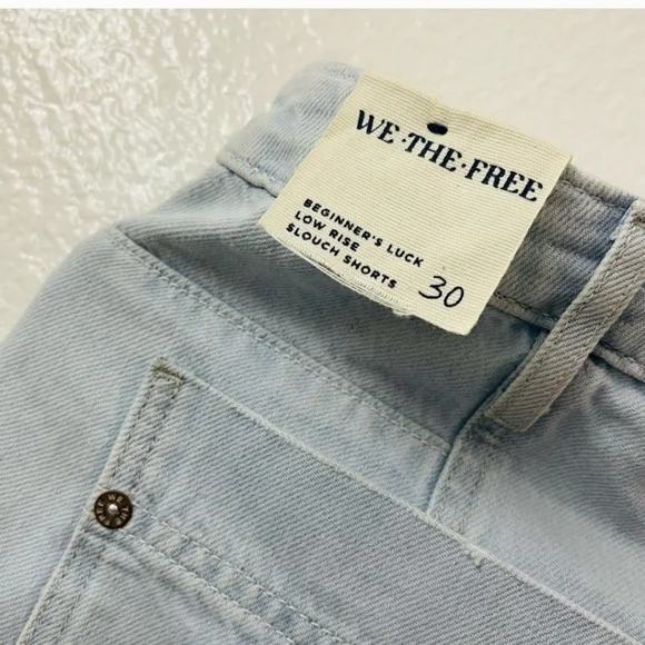 Free People | Denim Blue Jean Light We The Free Beginner's Luck Slouch Shorts - Picture 9 of 11